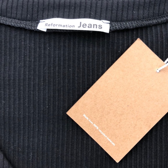 Reformation Black Jani Ribbed Long Sleeve Dress - Picture 6 of 7